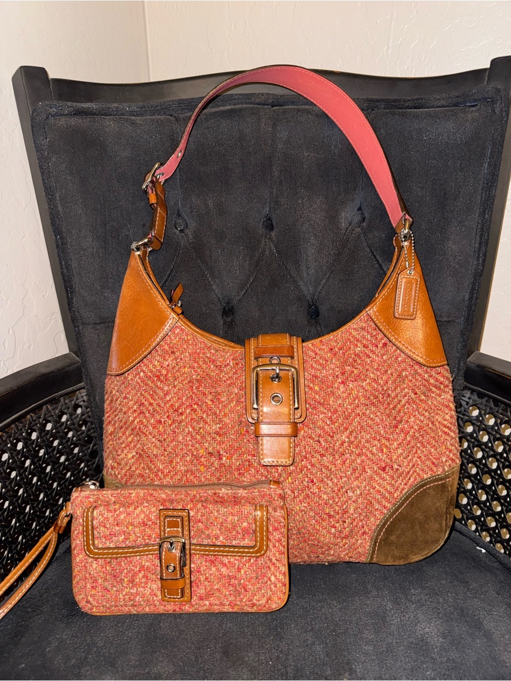 Coach SoHo Hampton Tweed Bag and Wristlet Set